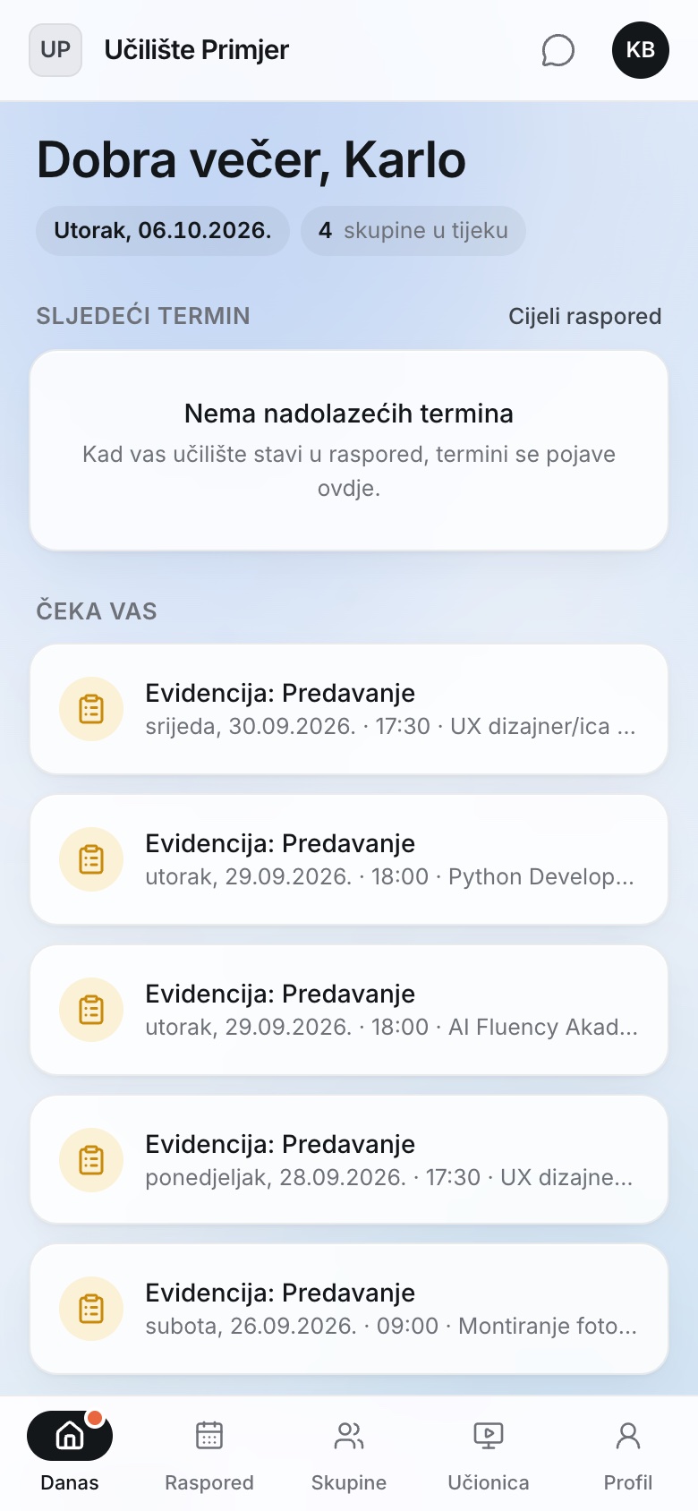 Portal nastavnika na mobitelu: termini koji čekaju evidenciju